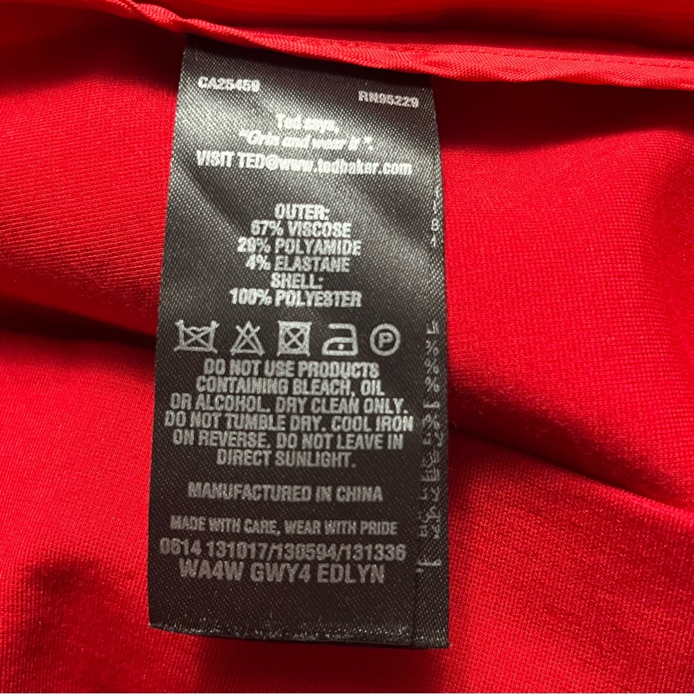 TED BAKER LONDON US size 2 Edlyn Red front Zipper draped mini cocktail dress - Picture 11 of 16
